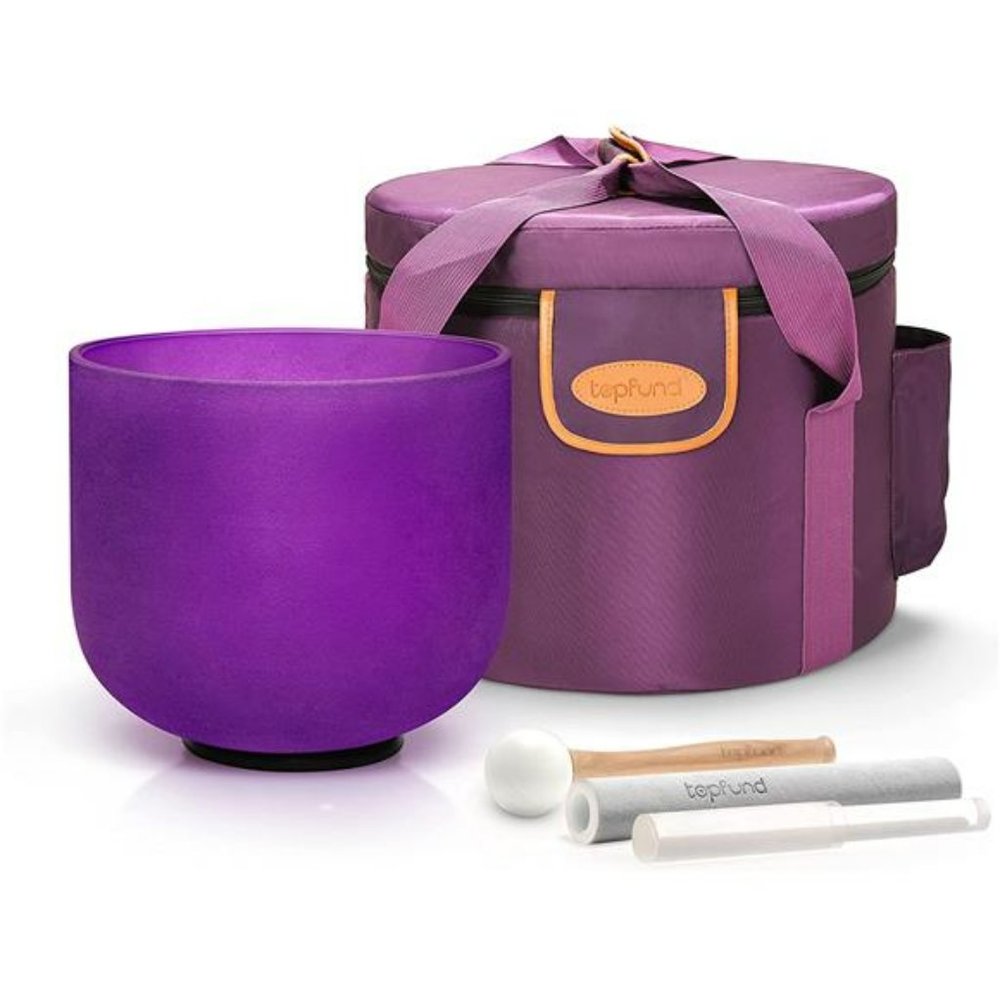 TOPFUND A Note Crystal Singing Bowl Third Eye Chakra 8 inch with Rubber Mallet